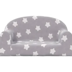 vidaXL 2-personers sofa til børn blødt plys med stjerner lysgrå