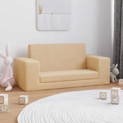 vidaXL 2-personers sofa til børn blødt plys cremefarvet