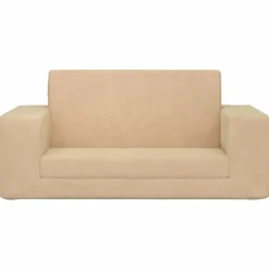 vidaXL 2-personers sofa til børn blødt plys cremefarvet