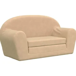 vidaXL 2-personers sofa til børn blødt plys cremefarvet