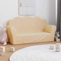vidaXL 2-personers sofa til børn blødt plys cremefarvet
