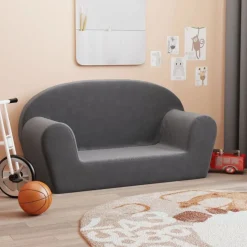 vidaXL 2-personers sofa til børn blødt plys antracitgrå