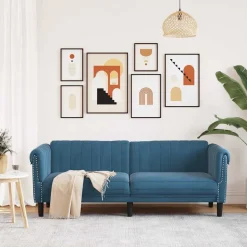 vidaXL 3-personers sofa velour blå