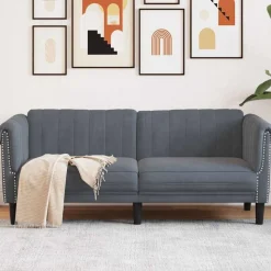vidaXL 2-personers sofa velour mørkegrå
