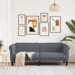 vidaXL 3-personers sofa velour mørkegrå