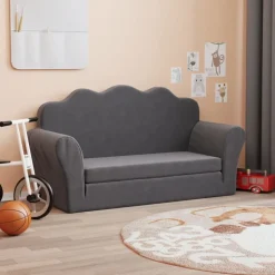 vidaXL 2-personers sofaseng til børn blødt plys antracitgrå