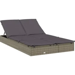 vidaXL 2-personers solseng med hynder polyrattan grå