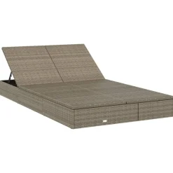 vidaXL 2-personers solseng med hynder polyrattan grå