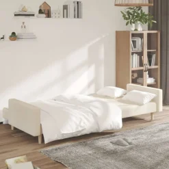 vidaXL 2-personers sovesofa stof cremefarvet