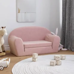 vidaXL 2-personers sovesofa til børn blødt plys lyserød