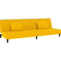 vidaXL 2-personers sovesofa med 2 puder fløjl gul