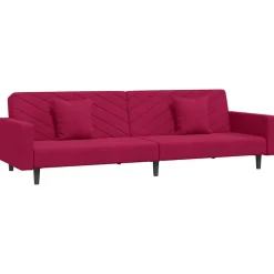 vidaXL 2-personers sovesofa med 2 puder fløjl vinrød
