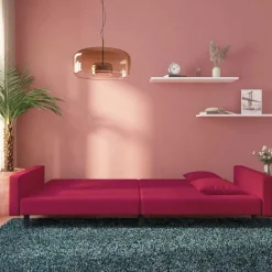 vidaXL 2-personers sovesofa med 2 puder fløjl vinrød