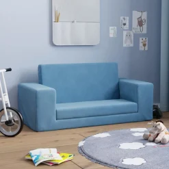 vidaXL 2-personers sovesofa til børn blødt plys blå