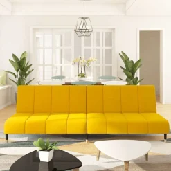 vidaXL 2-personers sovesofa fløjl gul