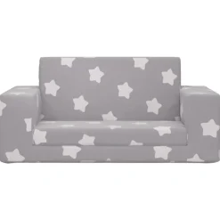 vidaXL 2-personers sovesofa til børn med stjerner blødt plys lysegrå