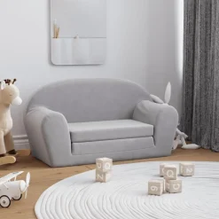 vidaXL 2-personers sovesofa til børn blødt plys lysegrå