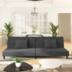 vidaXL 2-personers sovesofa med 2 puder fløjl mørkegrå
