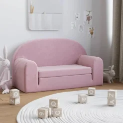 vidaXL 2-personers sovesofa til børn blødt plys lyserød