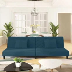 vidaXL 2-personers sovesofa med 2 puder fløjl blå