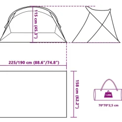 vidaXL 2-personers strandtelt vandtæt pop-up azurblå