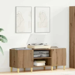 vidaXL Pladeskab Artisan Egetræ 121 x 38 x 48 cm Konstrueret træ