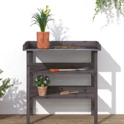 vidaXL plantebord med hylder 78x38x82,5 cm massivt grantræ