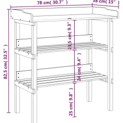vidaXL plantebord med hylder 78x38x82,5 cm massivt grantræ