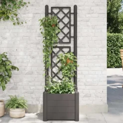 vidaXL plantekasse med espalier 43x43x142 cm PP antracitgrå