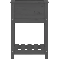 vidaXL plantekasse med hylde 54x34,5x81 cm massivt fyrretræ grå