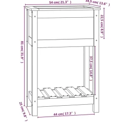 vidaXL plantekasse med hylde 54x34,5x81 cm massivt fyrretræ grå