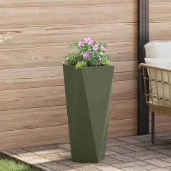 vidaXL Plantekasse Oliven grøn 30 x 30 x 75 cm Stål
