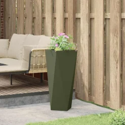 vidaXL Plantekasse Oliven grøn 30 x 30 x 75 cm Stål