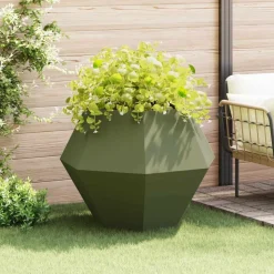 vidaXL Plantekasse Oliven grøn 100 x 100 x 80 cm Stål