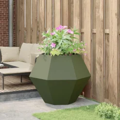 vidaXL Plantekasse Oliven grøn 100 x 100 x 80 cm Stål
