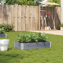 vidaXL plantekasse 100x50 cm massivt fyrretræ grå