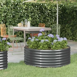vidaXL plantekasse 100x100x36 cm galvaniseret stål antracitgrå