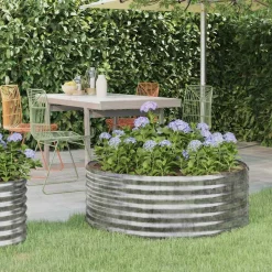 vidaXL plantekasse 100x100x36 cm galvaniseret stål sølvfarvet