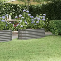 vidaXL plantekasse 114x40x36 cm galvaniseret stål grå