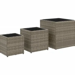 vidaXL plantekasser 3 stk. polyrattan grå