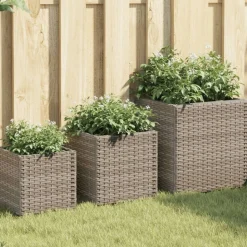 vidaXL plantekasser 3 stk. polyrattan grå