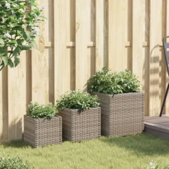 vidaXL plantekasser 3 stk. polyrattan grå
