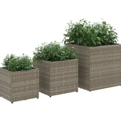 vidaXL plantekasser 3 stk. polyrattan grå