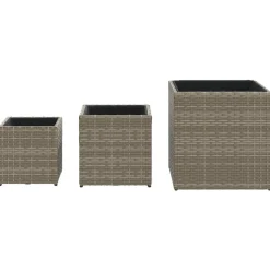 vidaXL plantekasser 3 stk. polyrattan grå