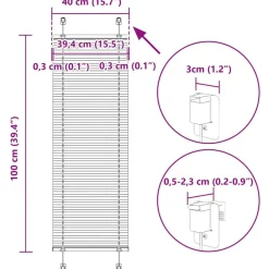 vidaXL Plisségardin Antracit 40x100 cm Stofbredde 39,4 cm Polyester