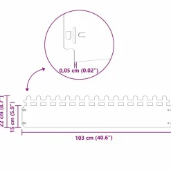 vidaXL Plænekanter 10 pcs Antracit 103 x 0,05 x 22 cm Stål