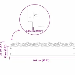 vidaXL Plænekanter 10 pcs Antracit 103 x 0,05 x 22 cm Stål