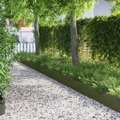 vidaXL Plænekanter 10 pcs Oliven grøn 103 x 0,05 x 22 cm Stål