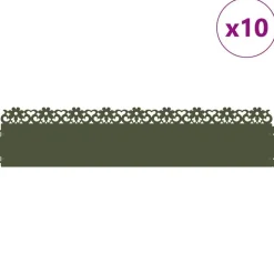 vidaXL Plænekanter 10 pcs Oliven grøn 103 x 0,05 x 22 cm Stål