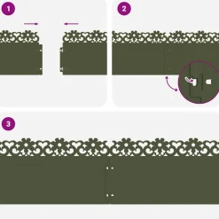 vidaXL Plænekanter 10 pcs Oliven grøn 103 x 0,05 x 22 cm Stål